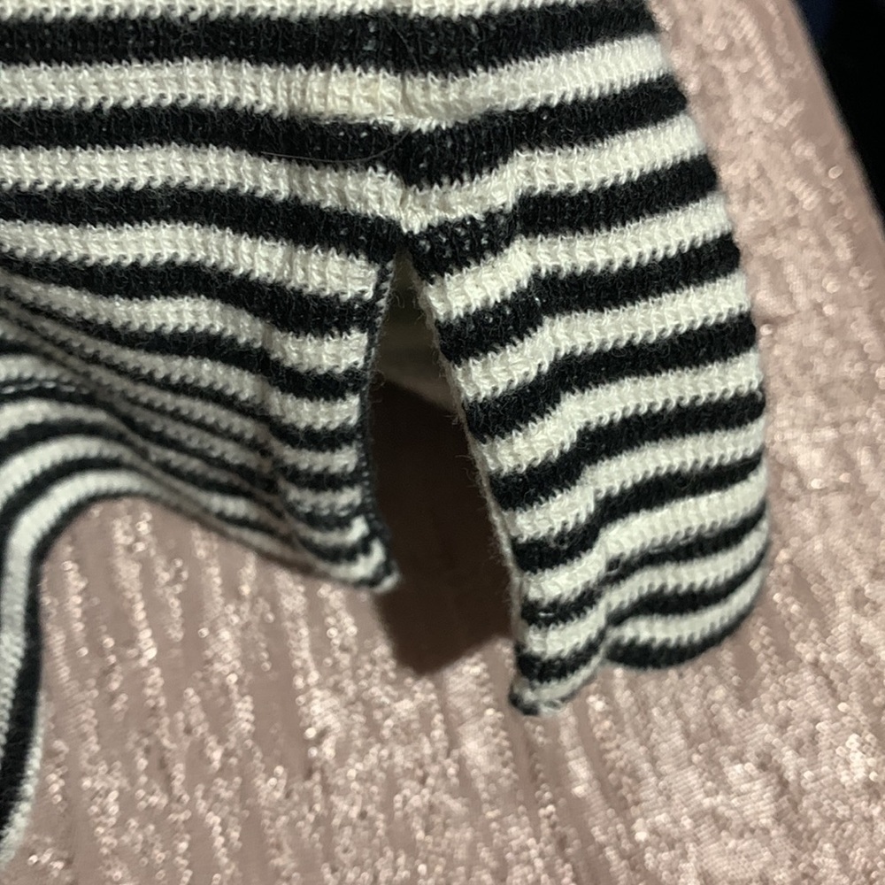 Chaps Top Sweater Sweatshirt Pullover 3/4 Zip Stretchy Black White Stripes M - Picture 11 of 13
